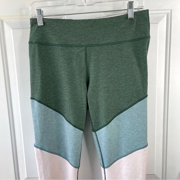Outdoor Voices 7/8 Spring Tri Color Green Pink Light Green Leggings Size L - Picture 4 of 7